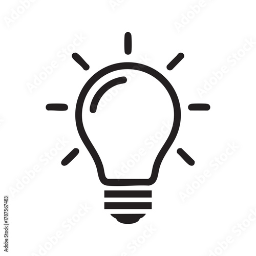 Light Bulb Line Icon Vector. Idea, Creativity, and Innovation Symbol. Simple Outline Graphic for Electricity and Energy Concepts.