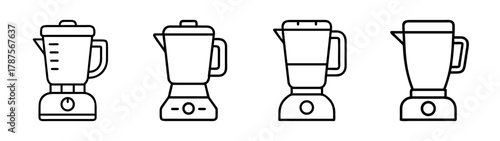 Kitchen blender outline icon set. home appliance for food preparation.