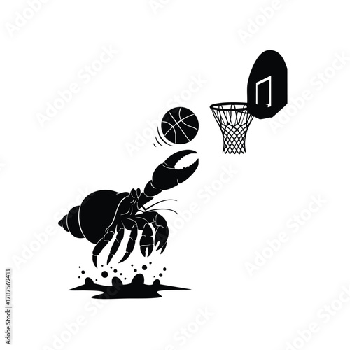 Hermit Crab is Playing Basketball Claw Slam Dunk Cartoon Sport Character Game