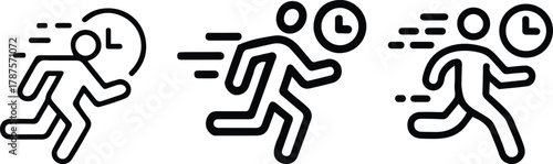 Fast Delivery and Running Man Outline Icons Set.