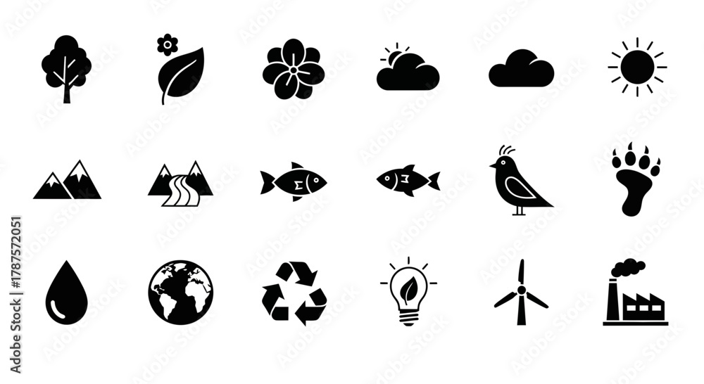 Fototapeta premium Nature and Environment Icons