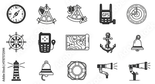 Nautical Navigation and Maritime Icons Collection