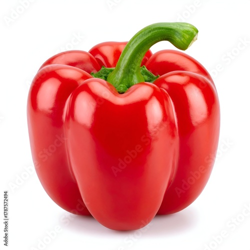 Fresh red bell pepper with vibrant color and smooth texture, ideal for healthy recipes and cooking