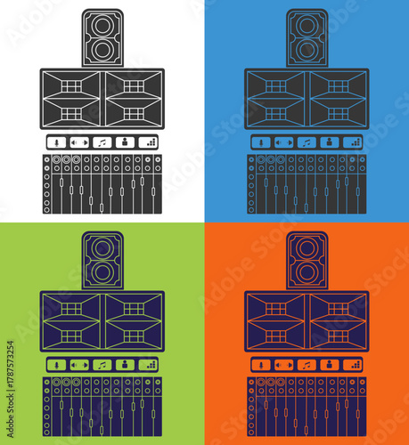 modern glyph music speaker icon with different color style and background