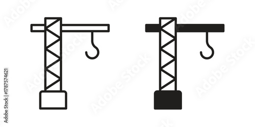 Construction crane icon for web design, mobile apps