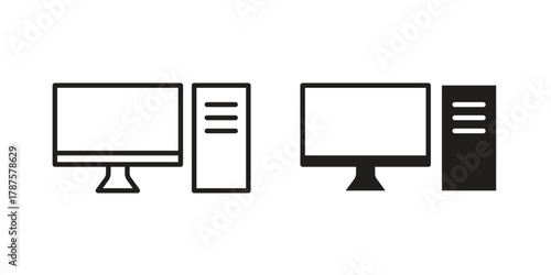 Desktop computer icon for web design, mobile apps