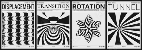 3D wavy pattern. Tunnel. Optical illusion. Abstract striped background. Black and white design. Illustration for brochure, poster, flyer, poster, diary, notebook or notepad.