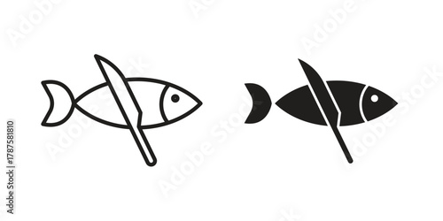 Fish and a knife icon for web design, mobile apps
