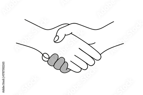 Unified Handshake Icon. Respect and Inclusion. Minimalistic one-line drawing two hands of different tones