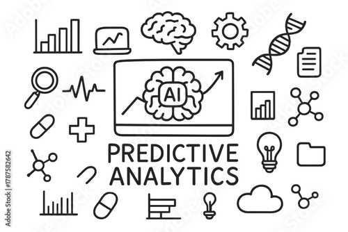 Predictive Analytics Doodle. Predictive Analytics. Hand-drawn doodle illustration of Predictive Analytics. In