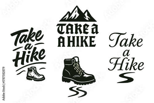 Take a Hike Calligraphy. Take a Hike. Create a calligraphy lettering illustration of the phrase: Take a Hike.