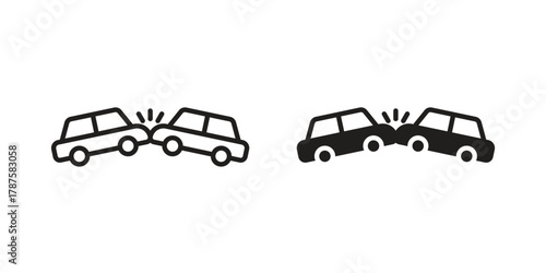 Frontal crash icon for web design, mobile apps