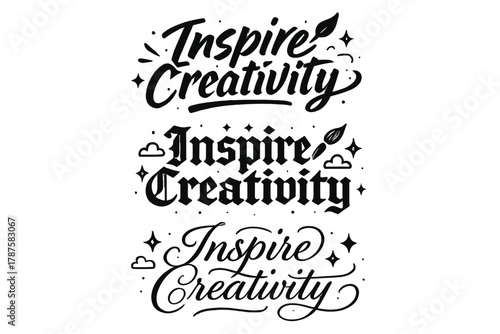 Calligraphy Variations Masterpieces. Inspire Creativity. Create a calligraphy lettering illustration of the