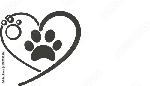 Heart shaped paw print logo for pet lovers and animal care
