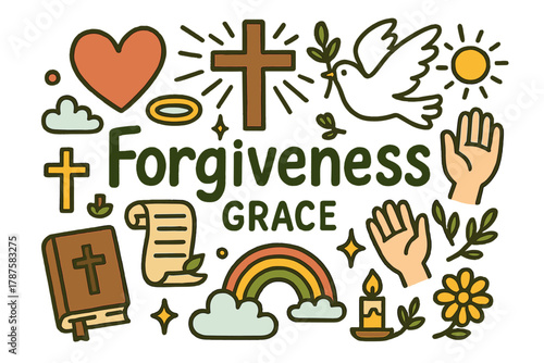Forgiveness and Grace Illustration. Forgiveness and grace. Hand-drawn doodle illustration of forgiveness and
