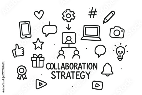 Collaboration Strategy Doodle. Collaboration Strategy. Hand-drawn doodle illustration of Collaboration
