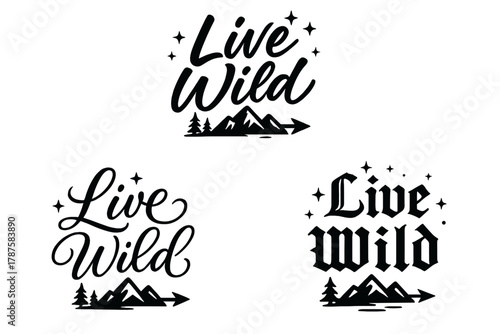 Live Wild Calligraphy. Live Wild. Create a calligraphy lettering illustration of the phrase: Live Wild. Render