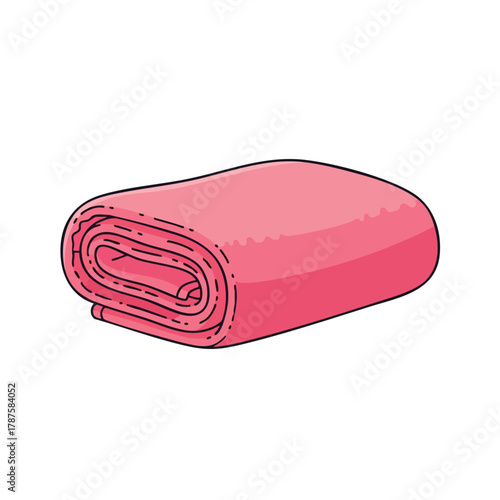 A 2D detailed illustration of a folded or rolled towel, soft fabric texture visible
