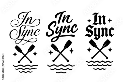 In Sync Calligraphy. In Sync. Create a calligraphy lettering illustration of the phrase: In Sync. Render 3
