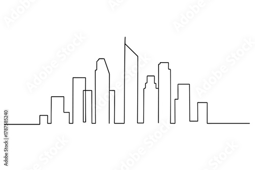 Minimalist City Skyline. Urban Life and Cityscapes. Minimalistic one-line drawing city skyline with high-rise