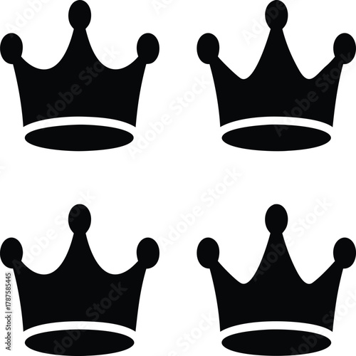 Unique vectors black silhouette crowns set