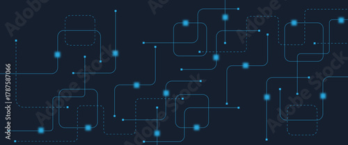 Abstract digital AI circuit board background with tech icons. Digital technology motherboard texture design. Engineering circuit board concept for poster, header, banner, website, presentation