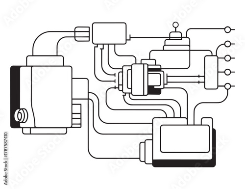Vector electrical wiring diagram – abstract circuit system illustration