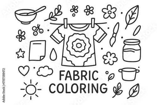 Fabric Coloring Doodle Art. Fabric Coloring. Hand-drawn doodle illustration of Fabric Coloring. In the middle,
