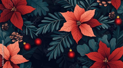 summary floral christmas wallpaper background illustration