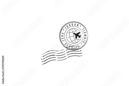 Postage stamp Jordan. Rubber postal stamp Jordan. Vintage vector illustration in grunge style.