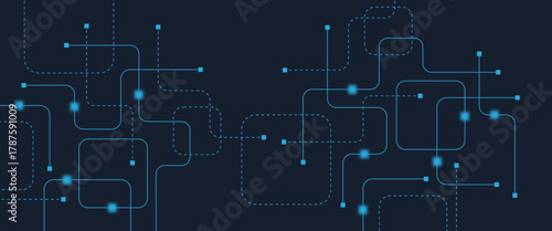 Abstract digital AI circuit board background with tech icons. Digital technology motherboard texture design. Engineering circuit board concept for poster, header, banner, website, presentation