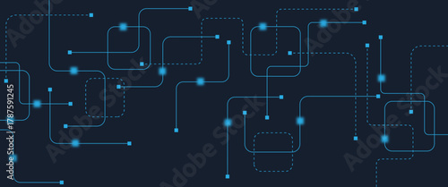 Abstract digital AI circuit board background with tech icons. Digital technology motherboard texture design. Engineering circuit board concept for poster, header, banner, website, presentation