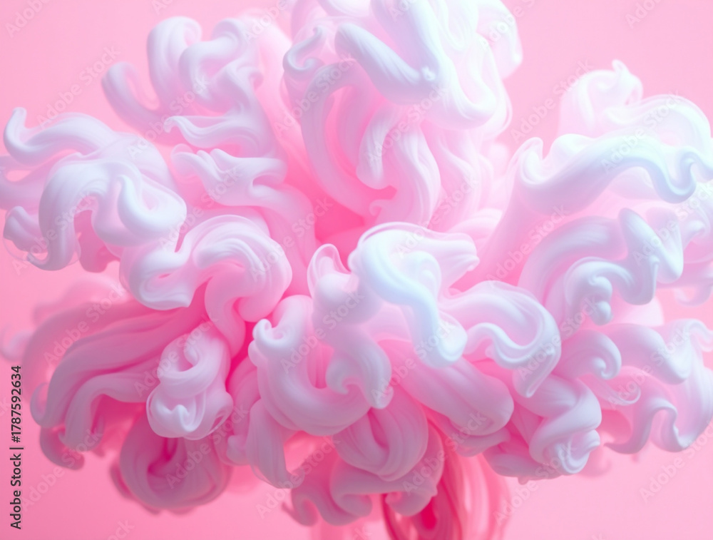 Fototapeta premium Pink and White Swirling Ink Cloud Abstract