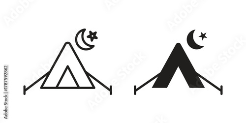 Night camping icon for web design, mobile apps