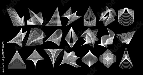 Modern digital line wireframe abstract logo set