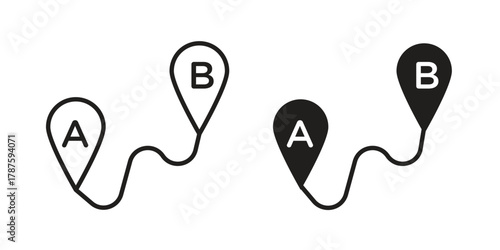 Path A to B icon for web design, mobile apps
