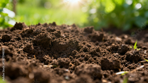 Close-up of rich, textured soil symbolizing growth and natural vitality in gardening.