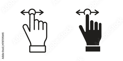 Push to slide right and left gesture icon for web design, mobile apps
