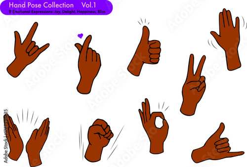 【Hand Gesture Collection】 9 Types of Gestures for Emotions and Greetings, etc. vol.1