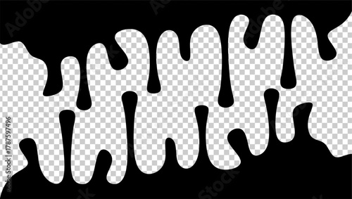 Wavy black ink illustration. Black ink drip illustration. Abstract black ink drip on transparent background. Black ink splash illustration. Stylish dripping ink effect illustration.