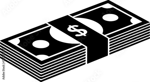 A stack of cash money silhouette vector illustration