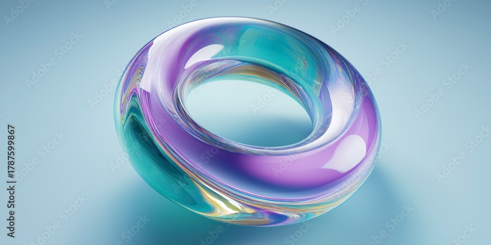 Obraz premium Hyper-Detailed 3D Render of Liquid-Filled Glass Torus