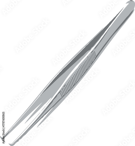 Metal tweezers vector illustration isolated on white background for medical or cosmetic use