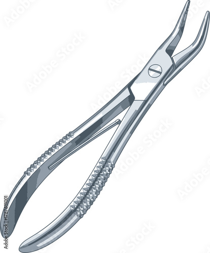 Dental extraction forceps a surgical instrument used by dentists isolated on white background