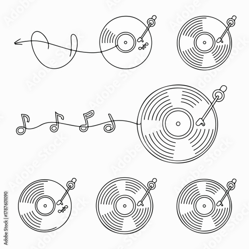  Vinyl Monoline Music Set — Matching Vector Assets