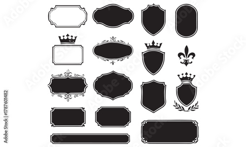 Vintage Label and Emblem Set – Ornamental Badge Designs for Packaging and Branding