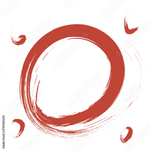 Abstract Brushstroke Circle Frame in Red