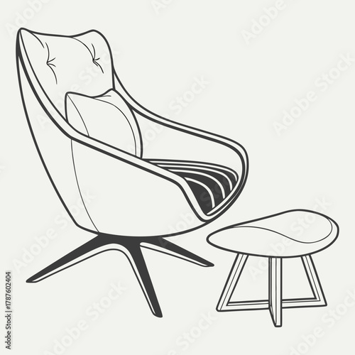 Modern lounge chair with ottoman