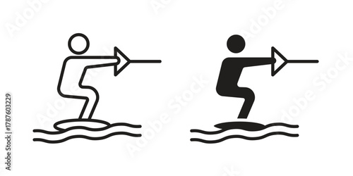 Wakeboarding icon for web design, mobile apps