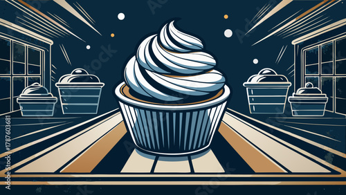 birthday cupcake with candles and stars